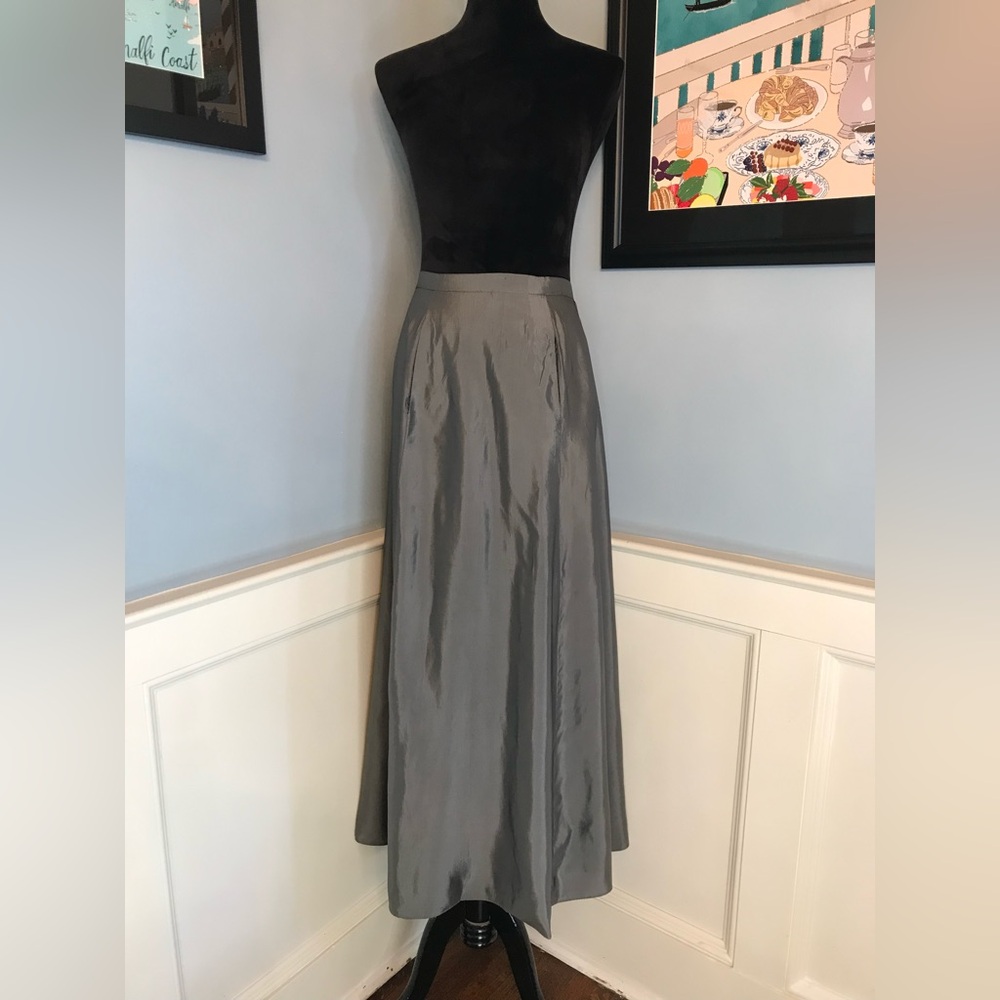 Y2K Silver Gray A-Line Maxi Skirt Sz 5